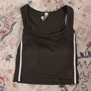 Chic Dark Brown Tank Top with White Accents